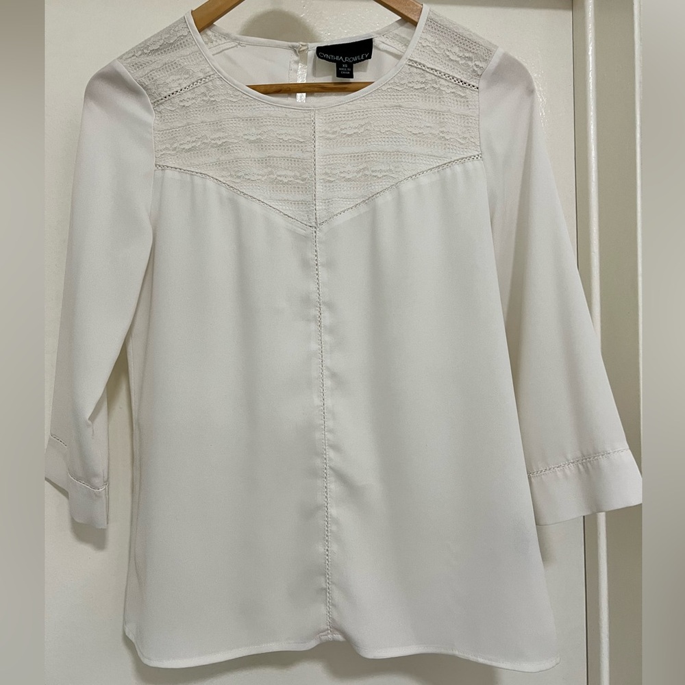 Cynthia Rowley Cream Lace Blouse